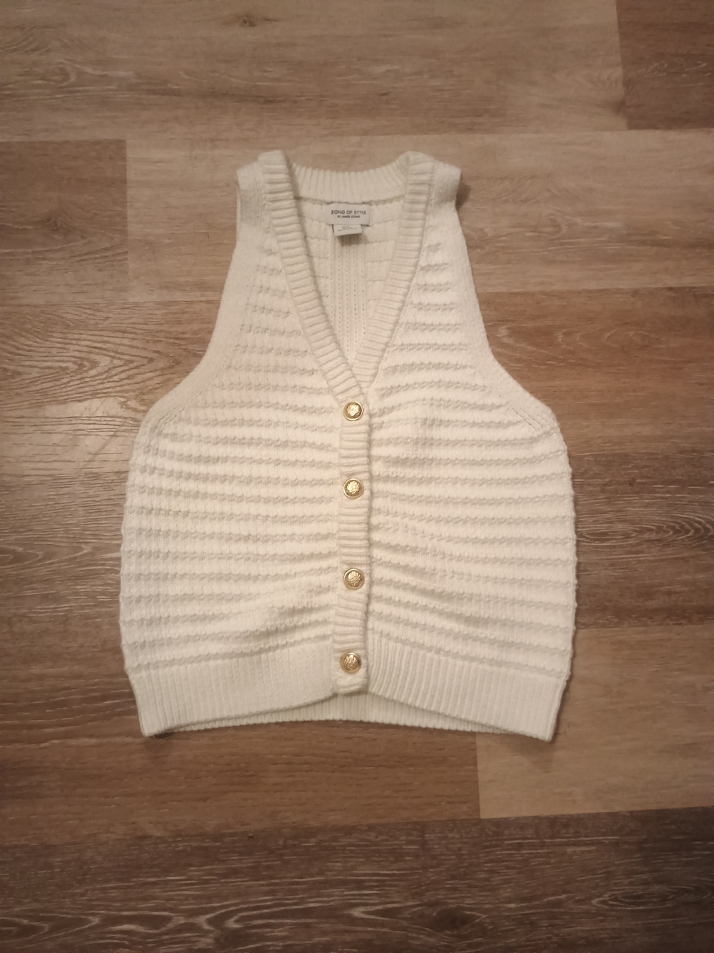 Aimee Song V-Neck Button Knit Cardigan Tank Sleeveless Sweater Vest Women Small - Picture 2 of 10